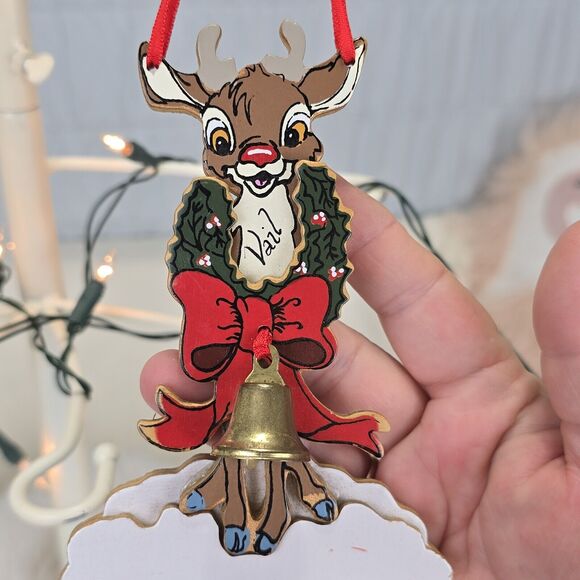 1988 Kurt Adler Rudolph The Red Nosed Reindeer Vintage Wood Ornament - Picture 4 of 7